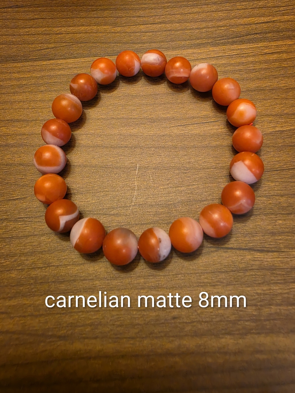 Carnelian Matte 8mm Beaded Bracelet - Orange